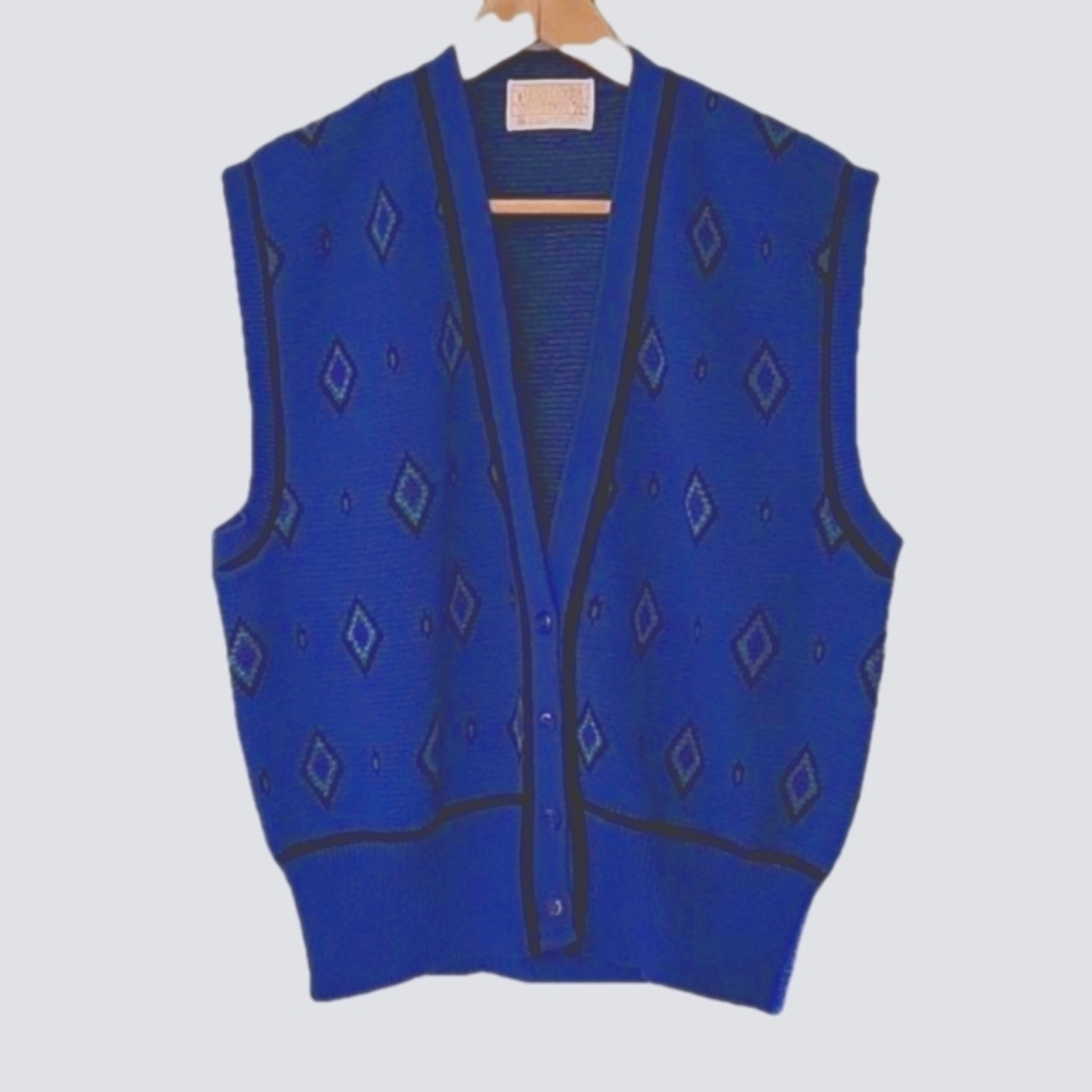 Pendleton Blue Diamond Knit Vest